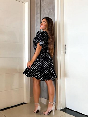 Vestido de Bolinha transpassado anos 70 / 80 Tamanho Único Veste até 46
