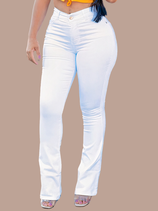 Calça Jeans Feminina Branca Flare Enfermagem Premium
