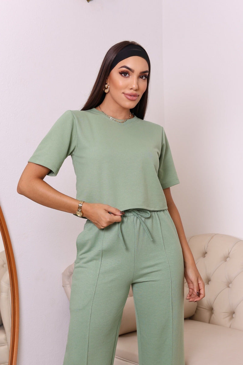 Conjunto Calça E Blusa Moletom Estilo  Moderno Casual