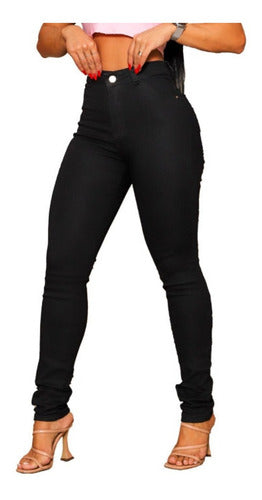 Calça Jeans Feminina Skinny Cintura Alta Preta