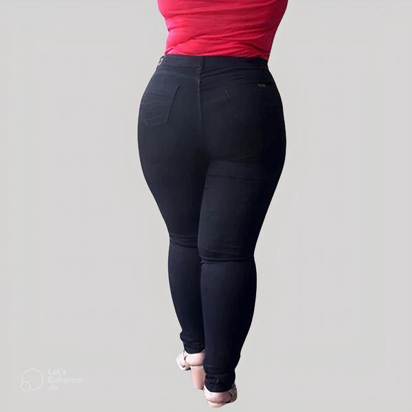 Calça Jeans Preta Plus Size Com Elastano