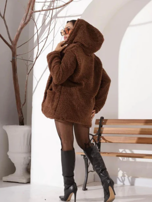 Blazer Casaco Teddy Com Pelos Moda Outono Inverno Blogueira