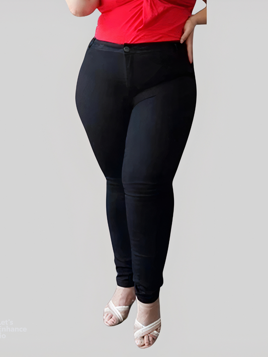 Calça Jeans Preta Plus Size Com Elastano